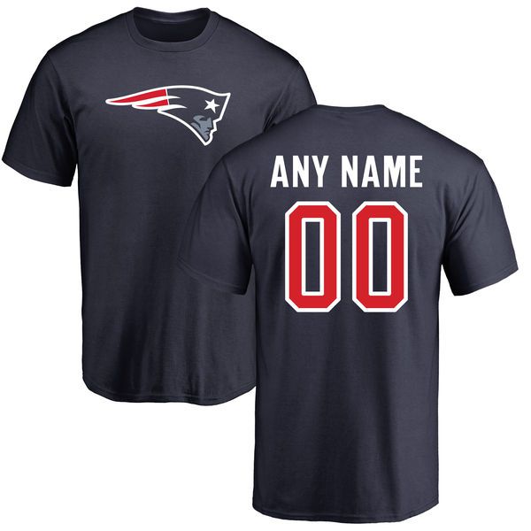 Men New England Patriots NFL Pro Line Navy Any Name and Number Logo Custom T-Shirt->->Sports Accessory